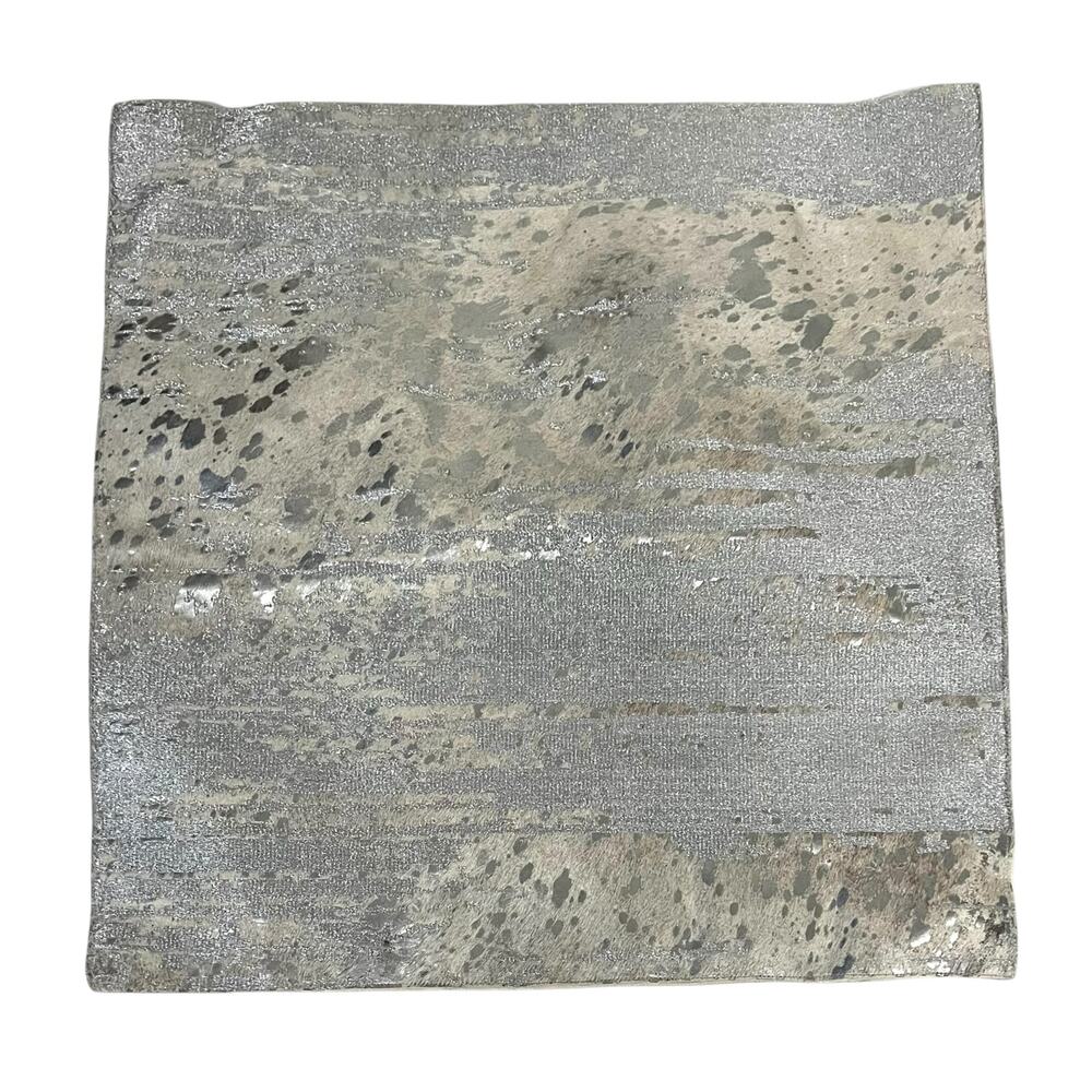 Callisto Accent Pillow Cover Metallic Silver Calf Hair Fur Animal Print 22x22”